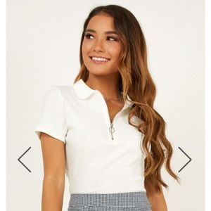 White Collared Crop Top